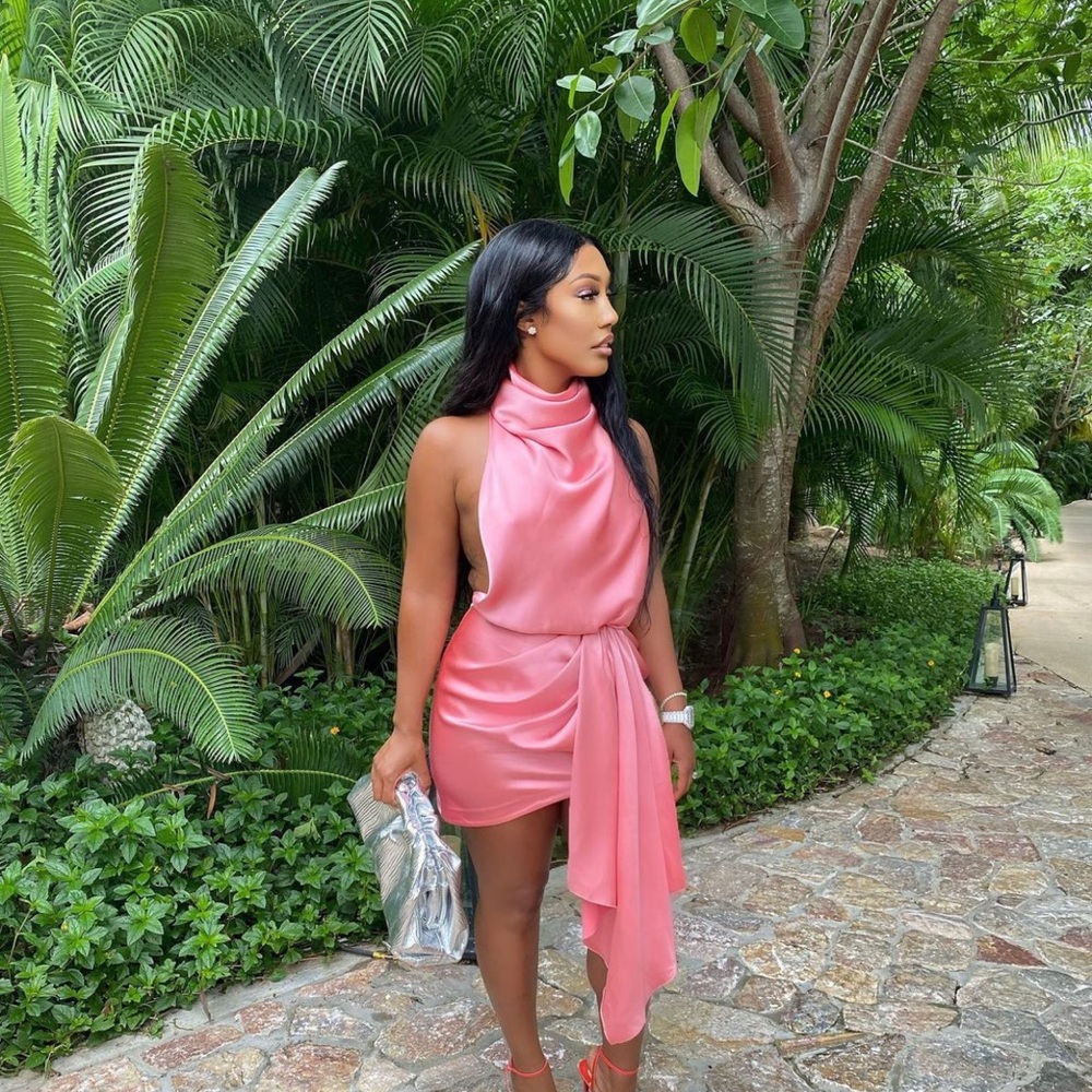 Draped halter backless dress